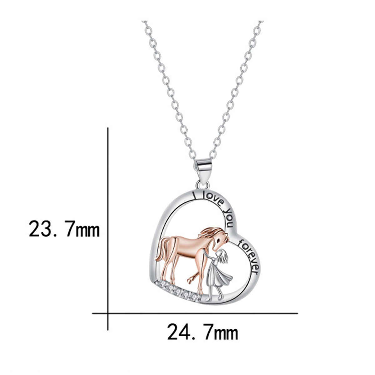 Copper With Silver/Rosegold Plated Heart Pendant Necklace