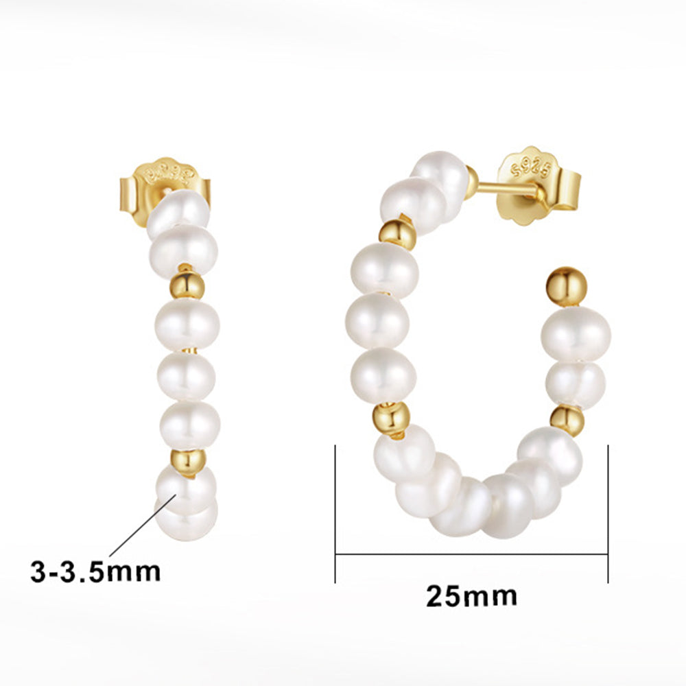925 Sterling Silver Natural Pearl Earrings Fashion Jewelry Gift for Women Girl