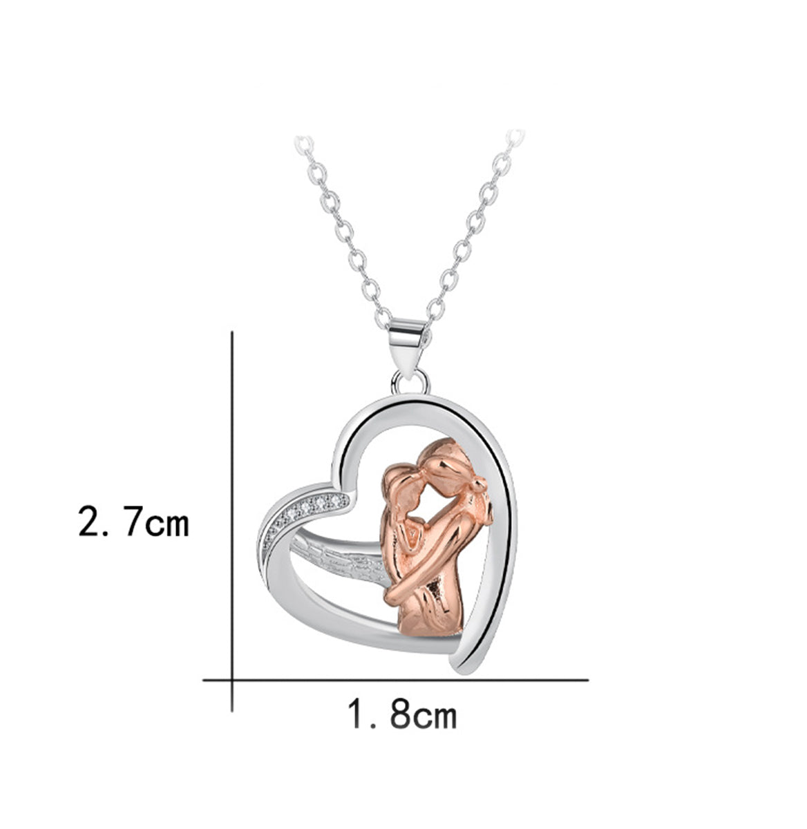 Copper With Silver/Rosegold Plated Heart Pendant Necklace