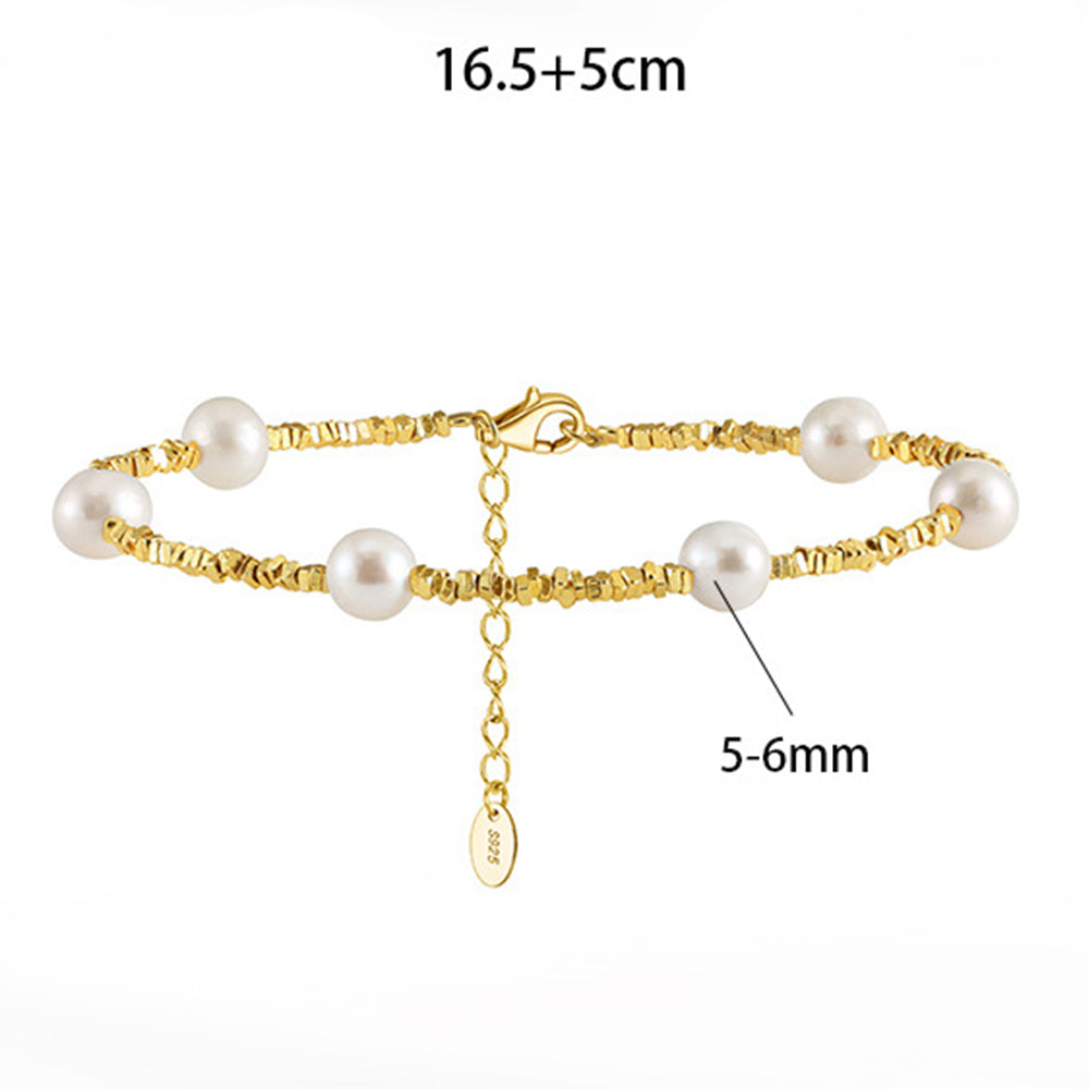 925 Sterling Silver Pearl Bracelet Fashion Jewelry Gift for Women Girls