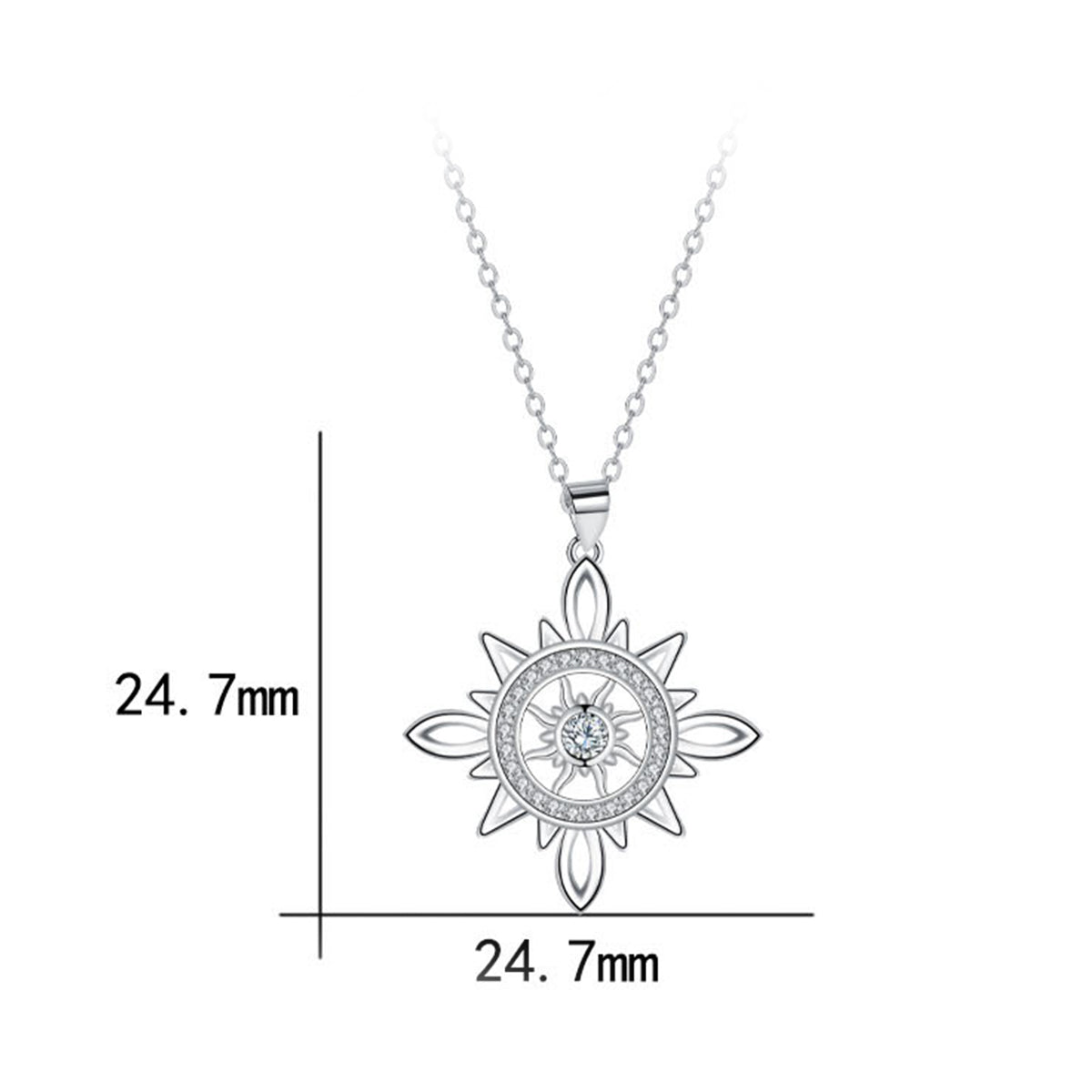 Copper With Silver Plated Flower Pendant Necklace