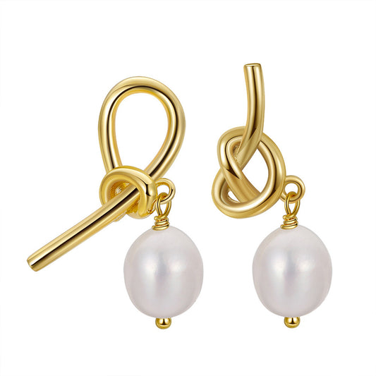 925 Sterling Silver Natural Pearl Earrings Fashion Jewelry Gift for Women Girl