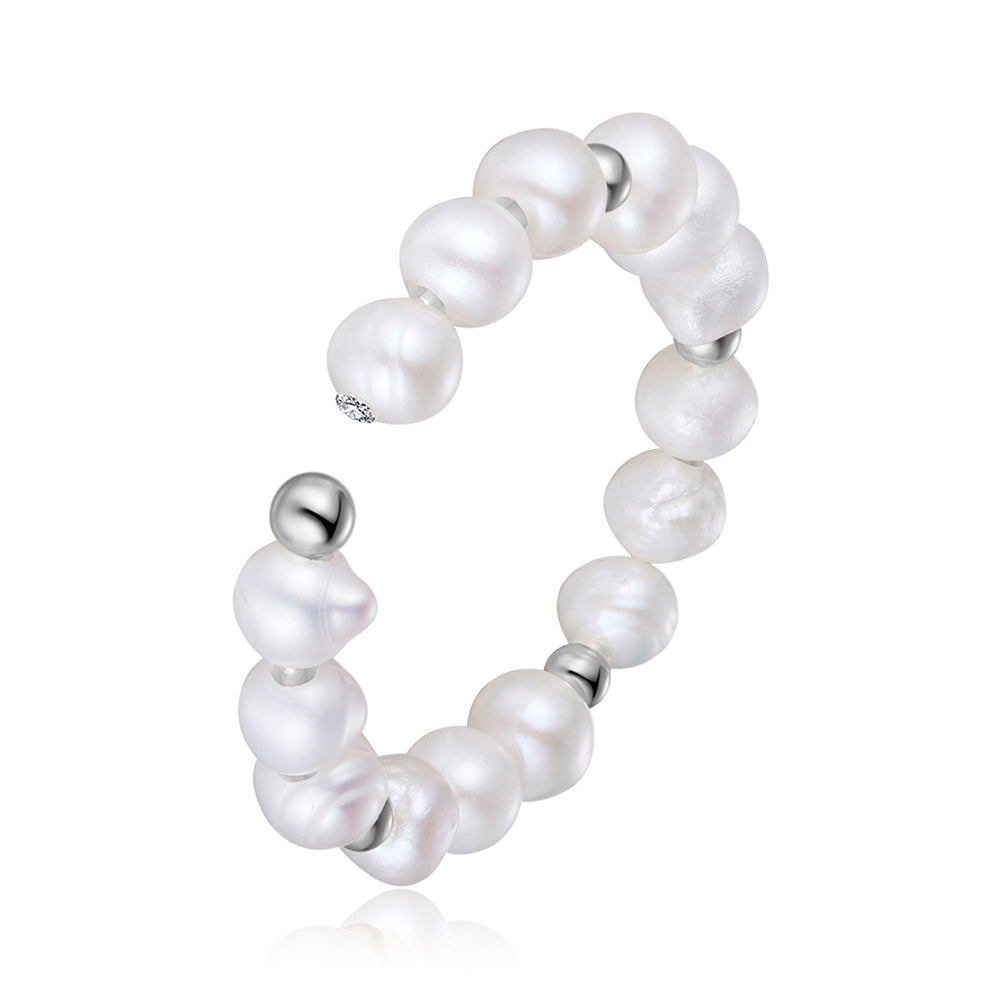 Anillo de perla natural de plata de ley 925, joyería de moda, regalo para mujeres y niñas.