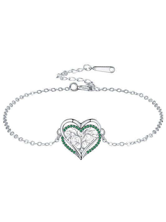 Heart Shaped Tree Of Life Design Bracelet, Fashionable Jewelry for Women & Girls, Trendy All-match & Exquisite Jewelry for Birthday Gift