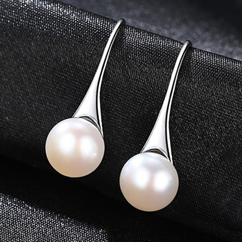 925 Sterling Silver Natural Pearl Drop Earrings Fashion Jewelry Gift for Women Girls