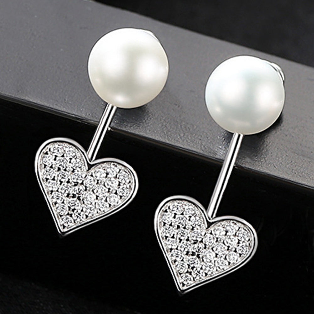 925 Sterling Silver Natural Pearl Long Drop Earrings Fashion Jewelry Gift for Women Girls