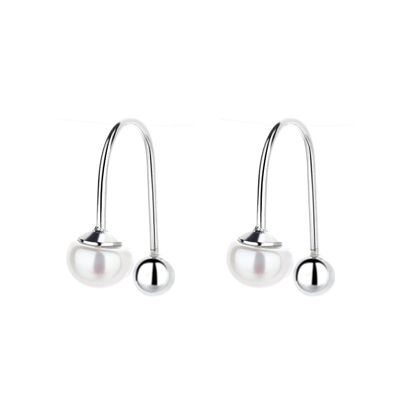 925 Sterling Silver Pearl Screw Back Earrings