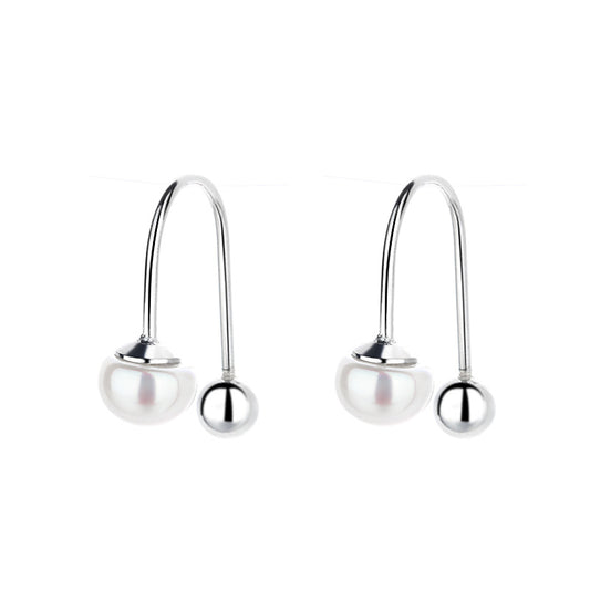 925 Sterling Silver Pearl Screw Back Earrings