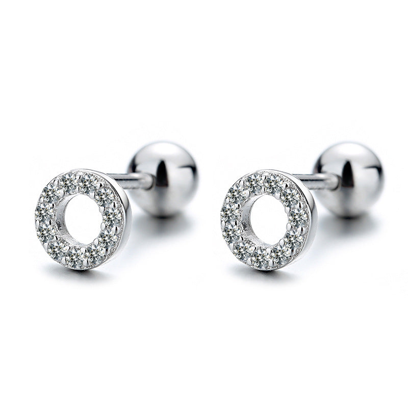 925 Sterling Silver Circle Screwed Earrings