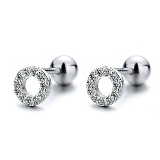 925 Sterling Silver Circle Screwed Earrings
