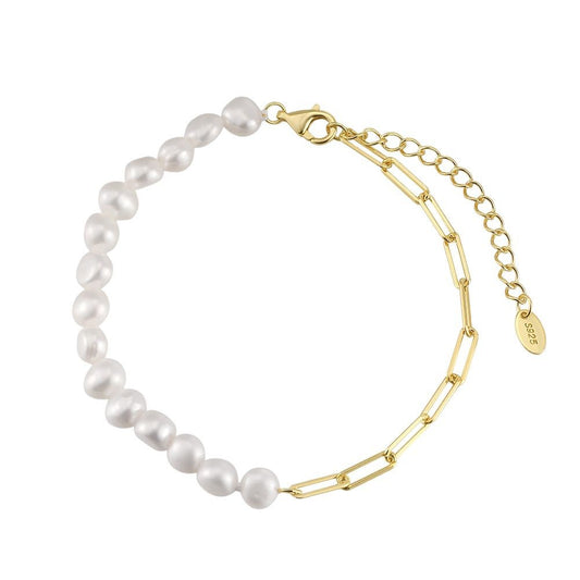 925 Sterling Silver Pearl Bracelet Fashion Jewelry Gift for Women Girls