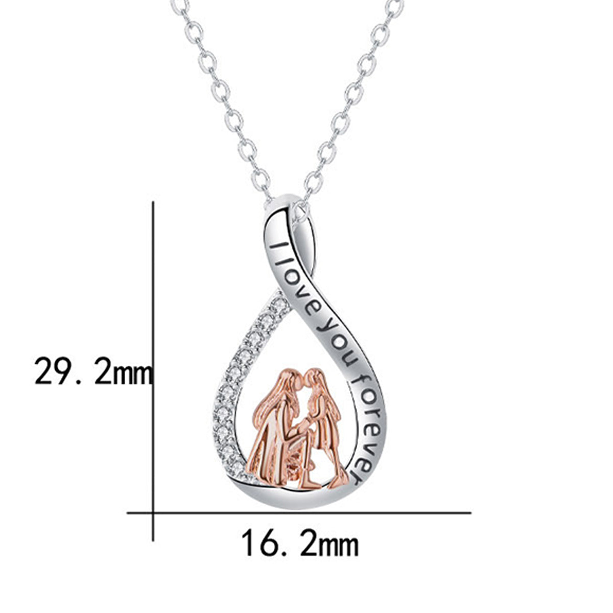 Copper With Silver/Rosegold Plated Love Pendant Necklace