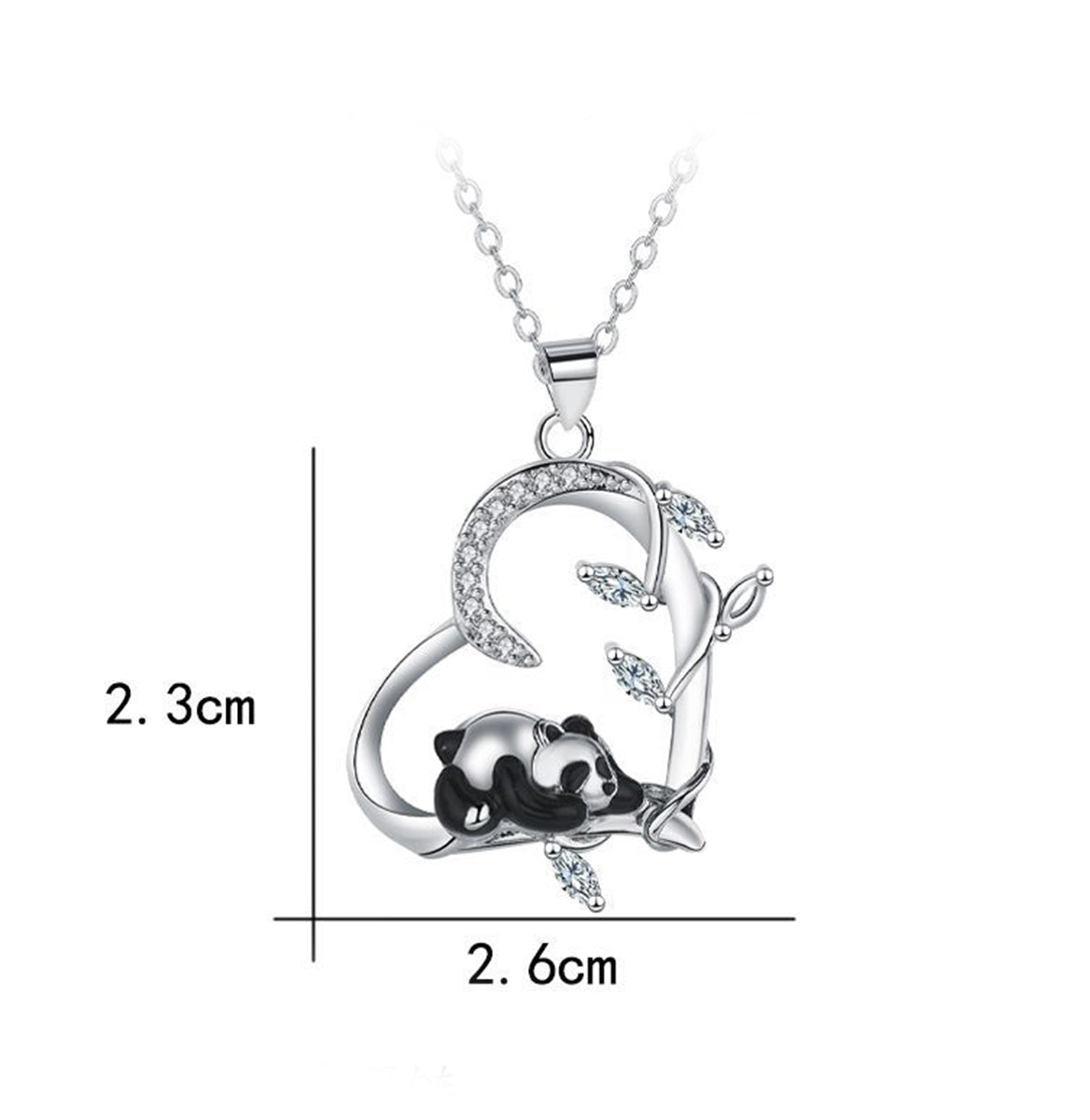 Copper With Silver Plated Heart Panda Pendant Necklace
