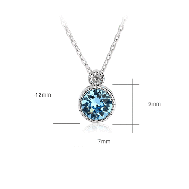 925 Sterling Silver Fashion Blue Zircon Necklace