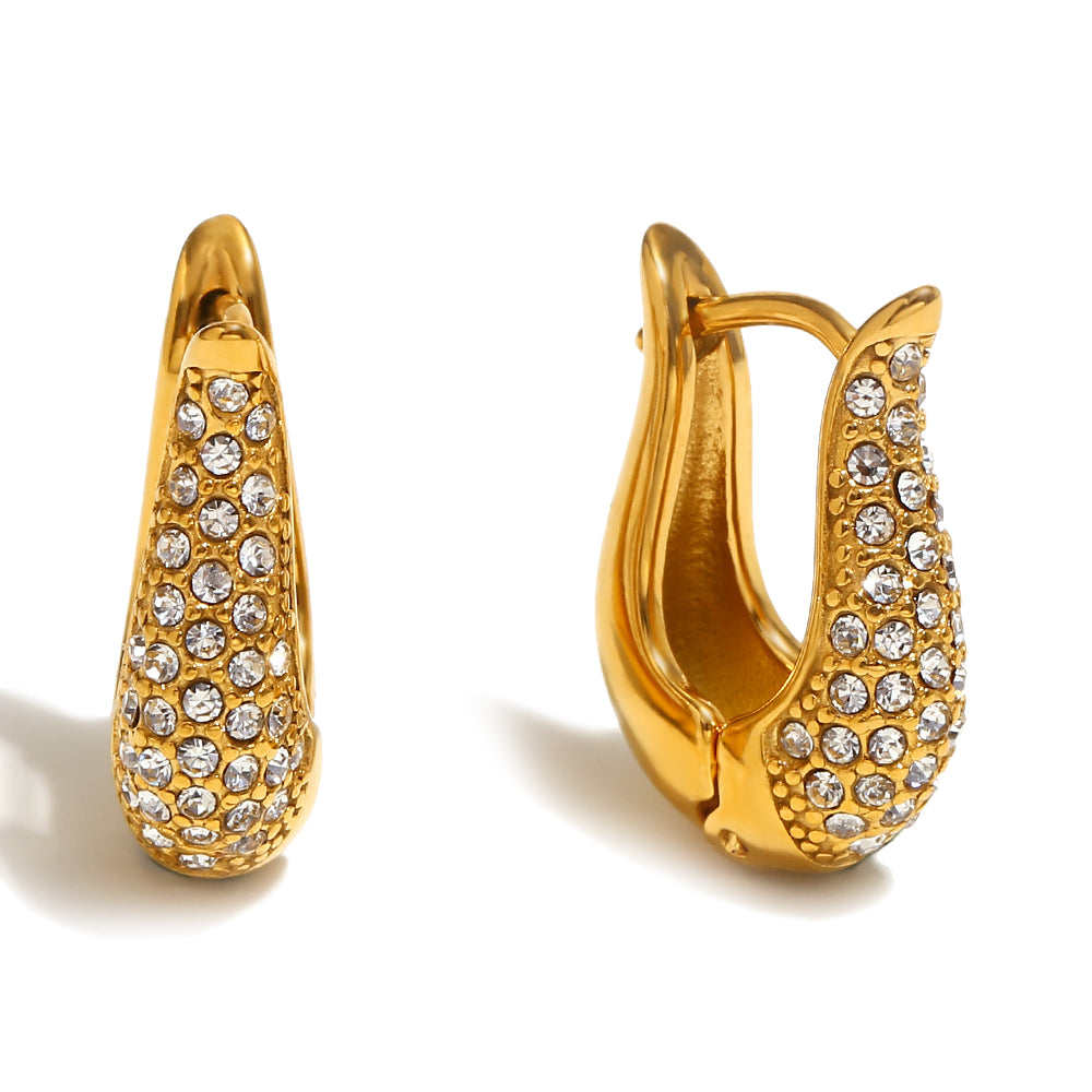 316L Stainless Steel Jewelry Fashion Zircon Huggie Earrings