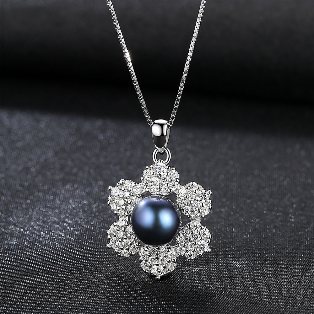 925 Sterling Silver Natural Pearl Drop Necklace Fashion Jewelry Gift for Women Girls