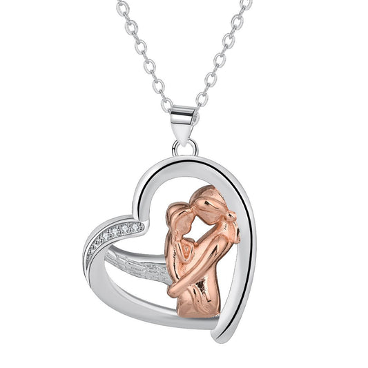 Copper With Silver/Rosegold Plated Heart Pendant Necklace