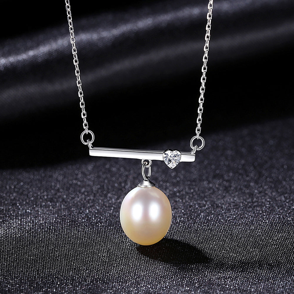 925 Sterling Silver Natural Pearl Drop Necklace Fashion Jewelry Gift for Women Girls