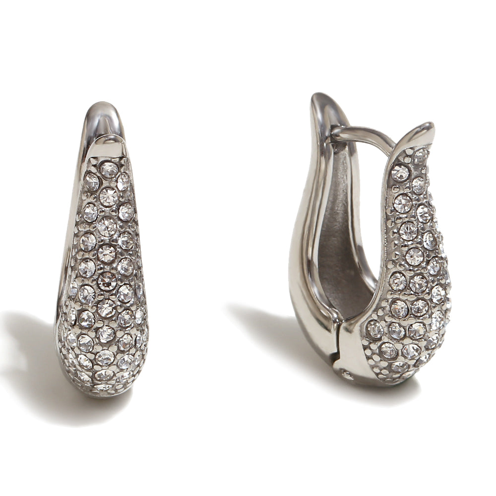 316L Stainless Steel Jewelry Fashion Zircon Huggie Earrings