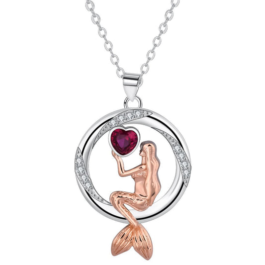 Copper With Silver/Rosegold Plated Mermaid Pendant Necklace for Women