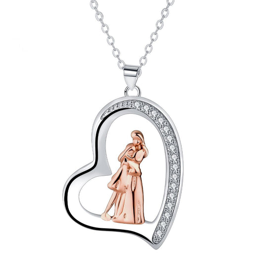 Copper With Silver/Rosgold Plated Heart Pendant Necklace
