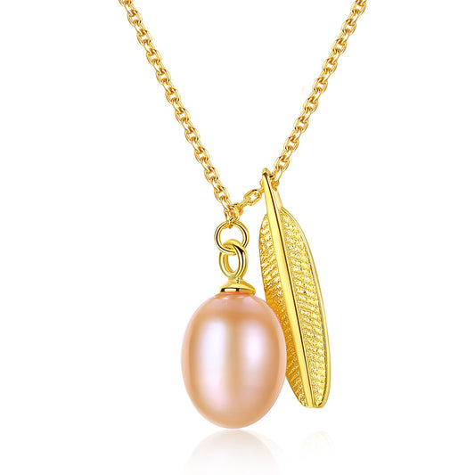 925 Sterling Silver Natural Pearl Drop Necklace Fashion Jewelry Gift for Women Girls