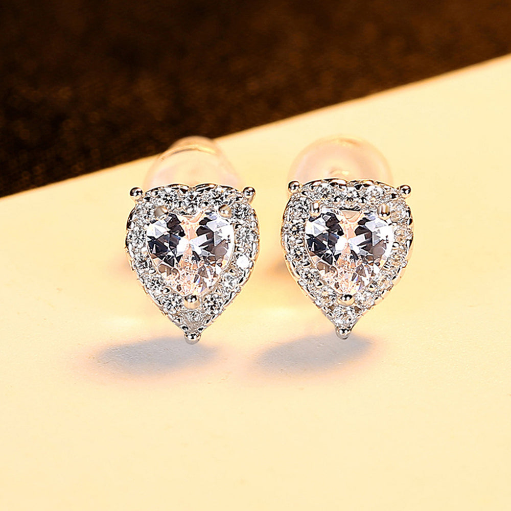 925 Sterling Silver Heart Earrings Fashion Jewelry Gift for Women Girls