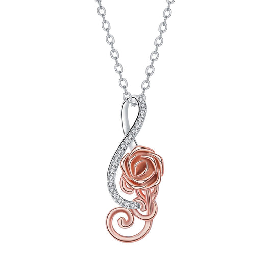 Copper With Silver/Rosegold Plated Rose Pendant Necklace