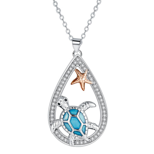 Copper With Silver/Rosegold Plated Turtle Pendant Necklace