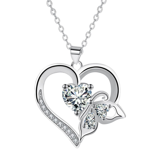 Copper With Silver Plated Heart Pendant Necklace for Women