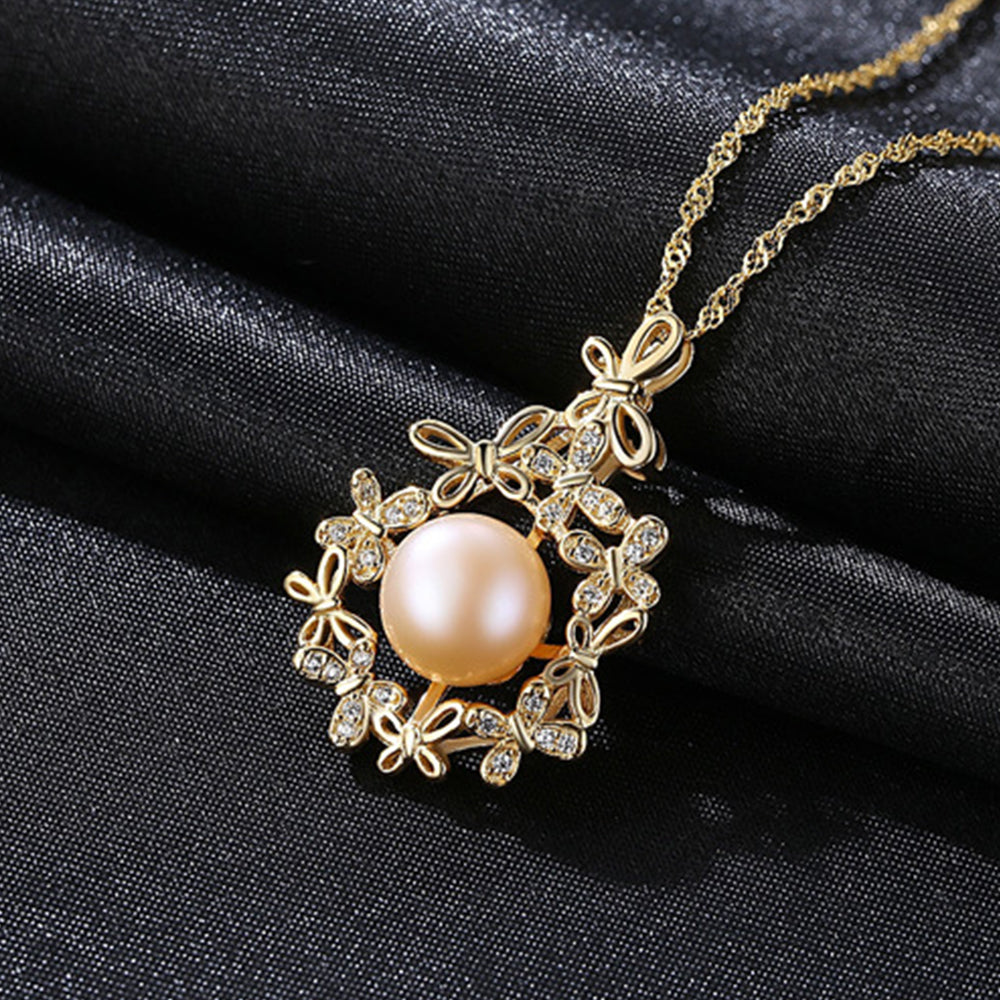 925 Sterling Silver Natural Pearl Drop Necklace Fashion Jewelry Gift for Women Girls