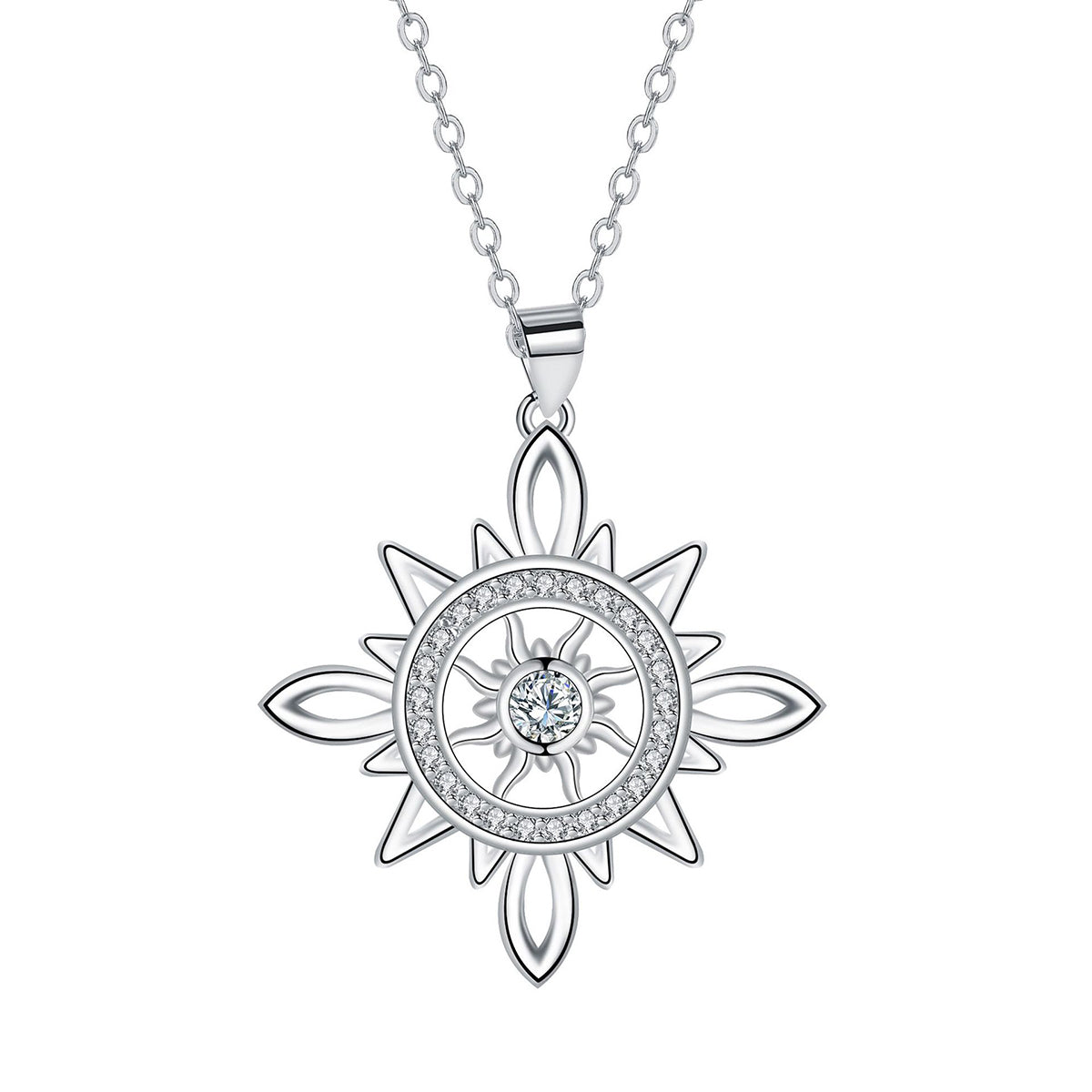 Copper With Silver Plated Flower Pendant Necklace