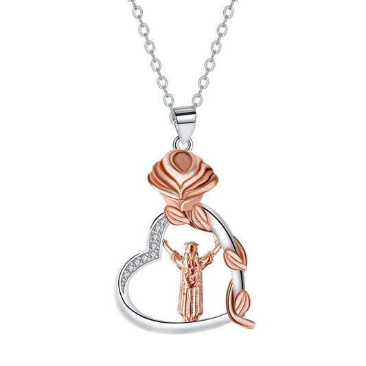 Copper With Silver/Rosegold Plated Heart Pendant Necklace
