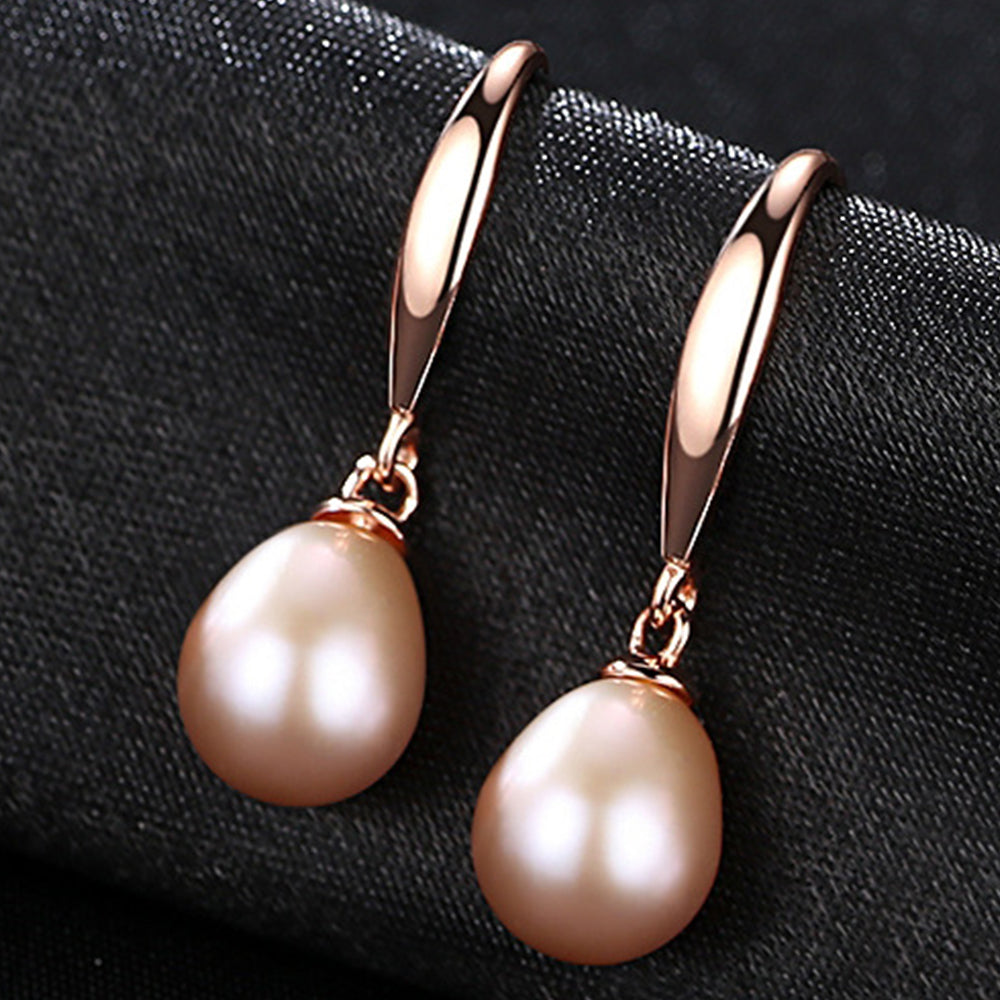925 Sterling Silver Natural Pearl Drop Hook Earrings Fashion Jewelry Gift for Women Girls