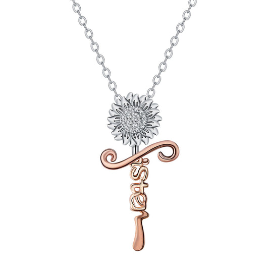 Copper With Silver/Rosegold Plated Sister Pendant Necklace