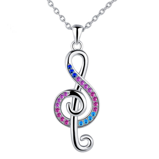 Copper With Silver Plated Musical Symbol Pendant Necklace