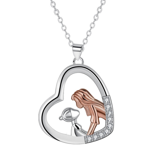 Copper With Silver/Rosegold Plated Heart Pendant Necklace