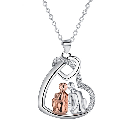 Copper With Silver/Rosegold Plated Heart Pendant Necklace for Women