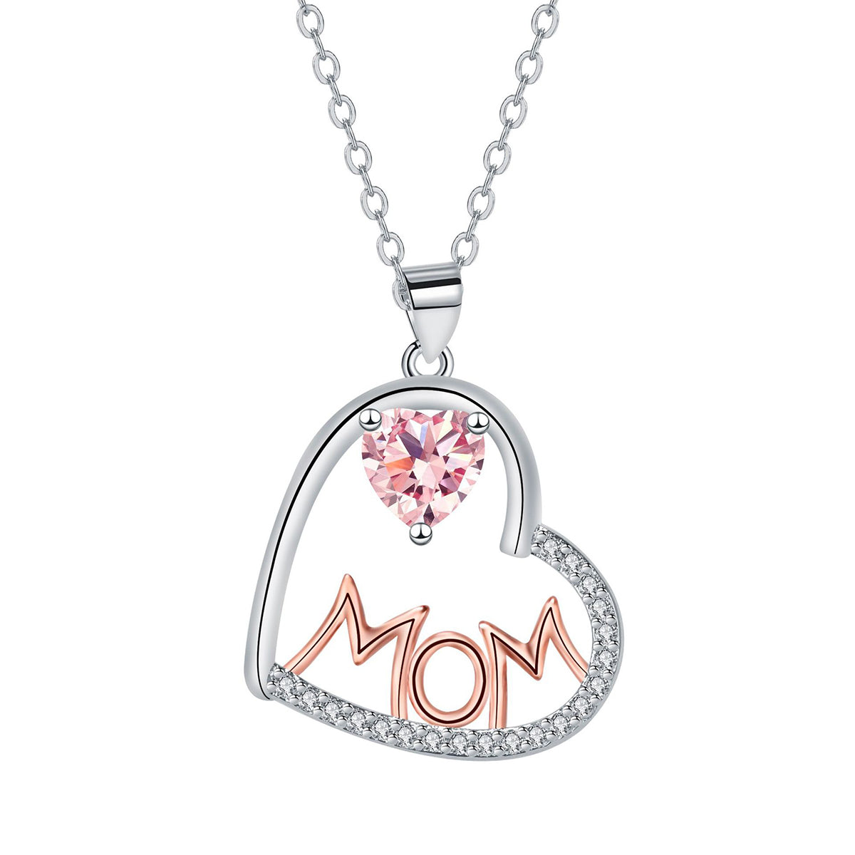 Copper With Silver/Rosegold Plated Heart Pendant Necklace