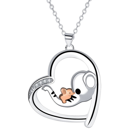 Copper With Silver/Rosgold Plated Heart Pendant Necklace