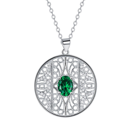 Copper With Silver Plated Circle Pendant Necklace
