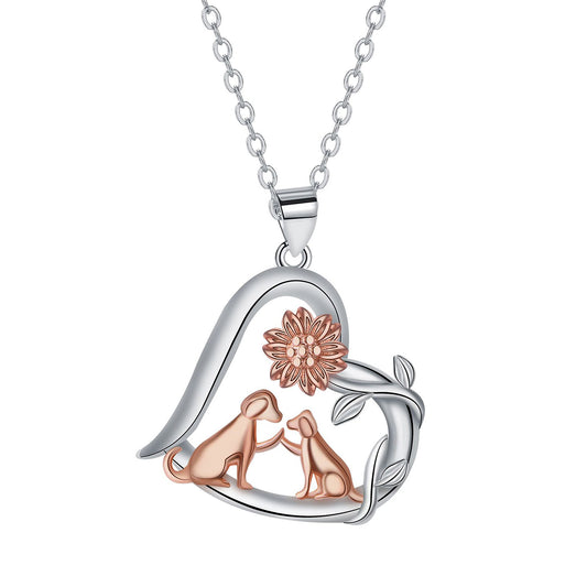 Copper With Silver/Rosegold Plated Heart Pendant Necklace