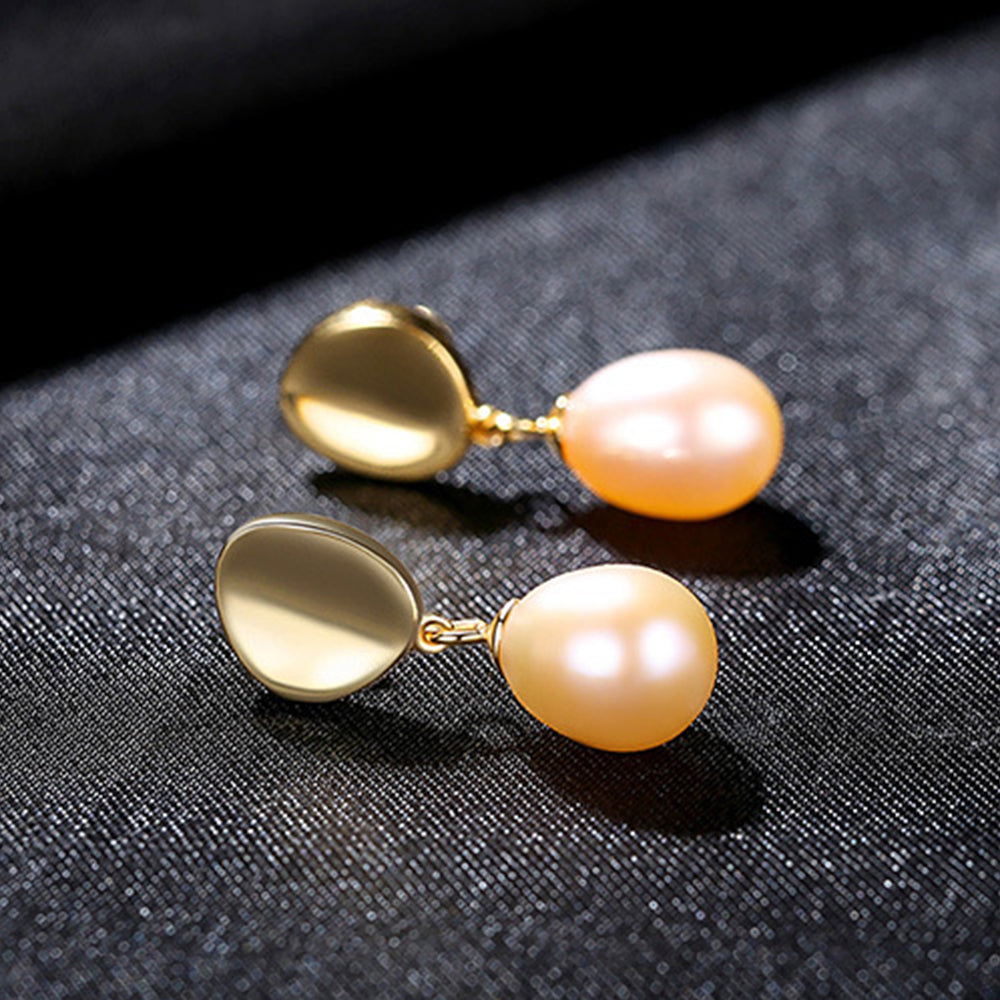 925 Sterling Silver Natural Pearl Drop Earrings Fashion Jewelry Gift for Women Girls