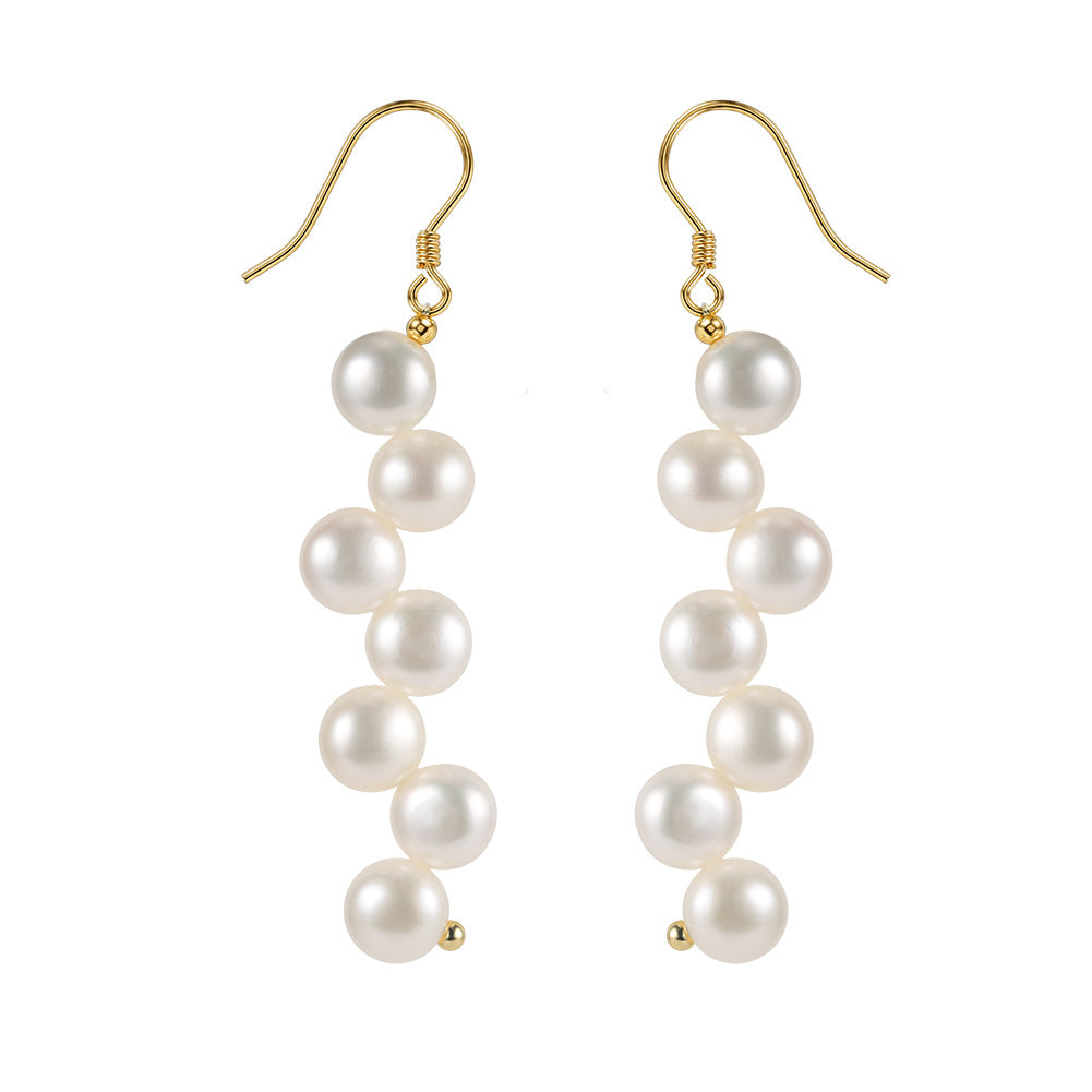 Pendientes de aro con perla natural en plata de ley 925, joyería de moda, regalo para mujeres y niñas.