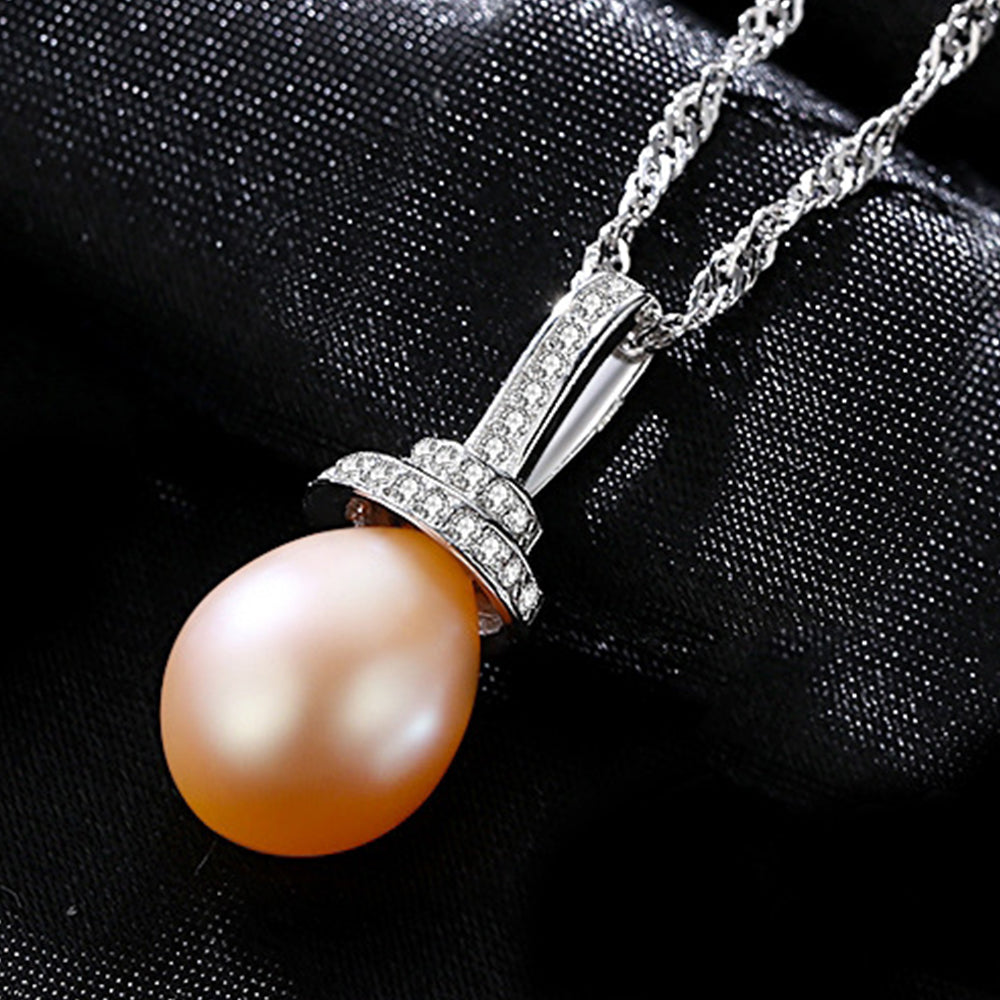 925 Sterling Silver Natural Pearl Drop Necklace Fashion Jewelry Gift for Women Girls