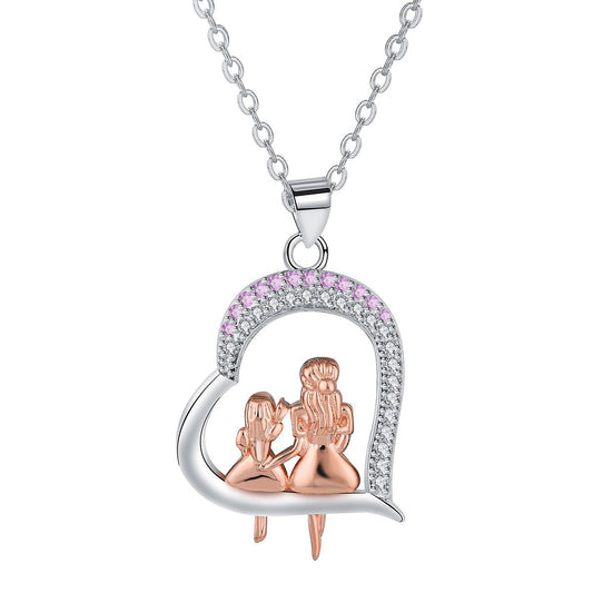 Copper With Silver/Rosegold Plated Heart Pendant Necklace