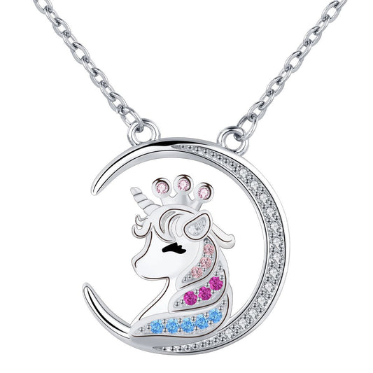 Copper With Silver Plated Unicorn Pendant Necklace