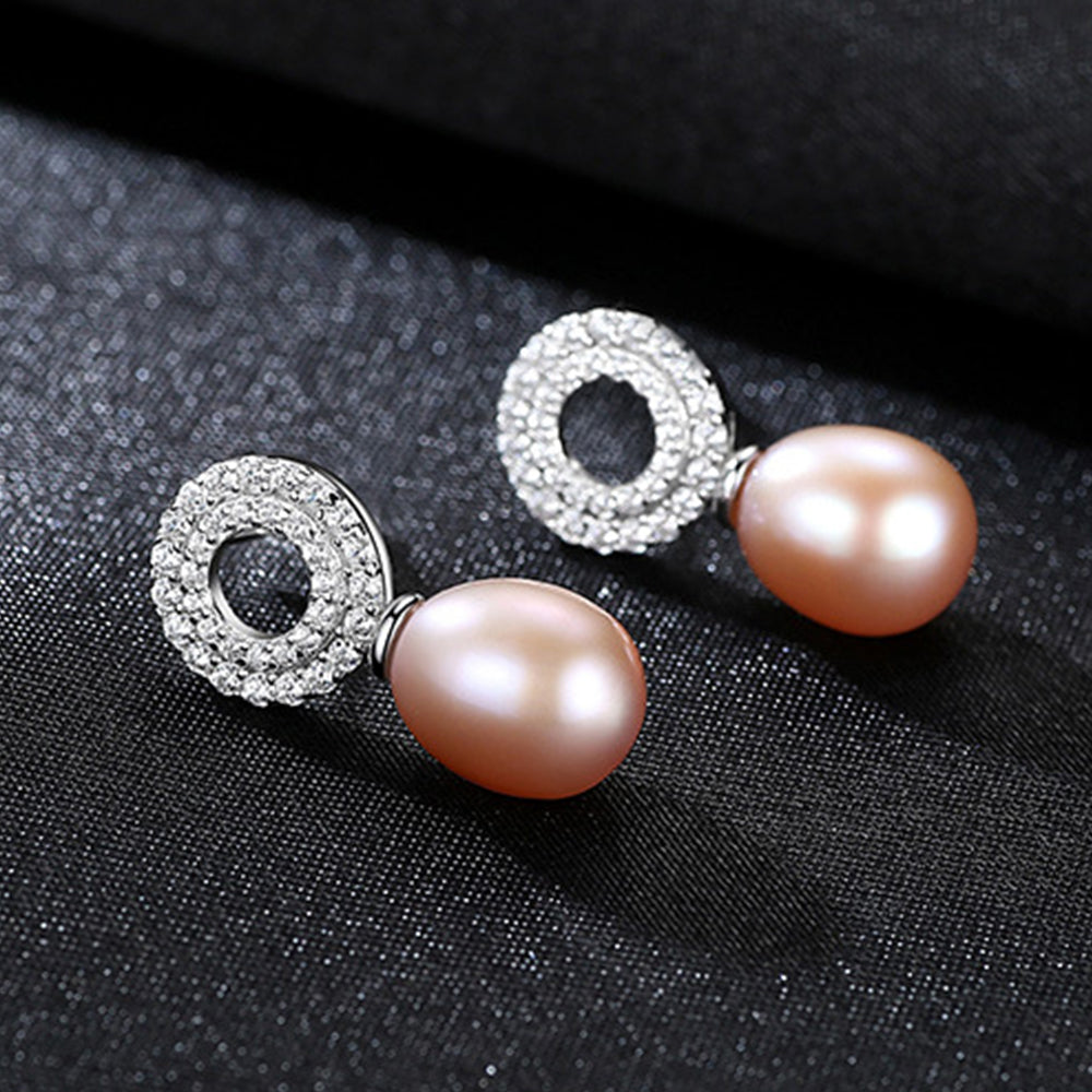 925 Sterling Silver Natural Pearl Drop Earrings Fashion Jewelry Gift for Women Girls
