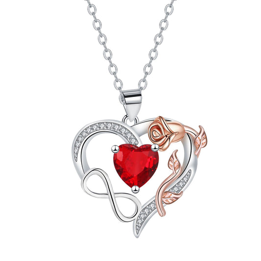 Copper With Silver/Rosegold Plated Heart Pendant Necklace