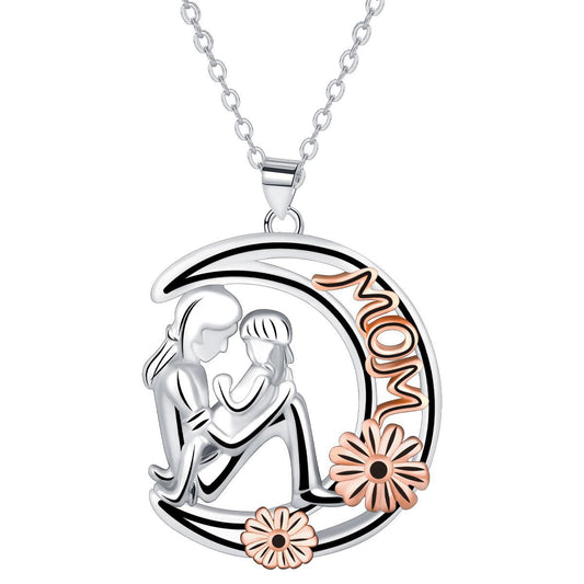 Copper With Silver/Rosgold Plated Moon Pendant Necklace
